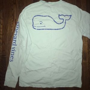 Mint green and blue vineyard vines long sleeve tee